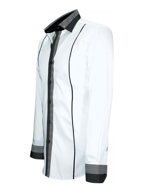 Chemise homme bi-matiere coupe cintrée YORK Andrew Mac Allister Blanc , Bleu , 38 - Kiabi