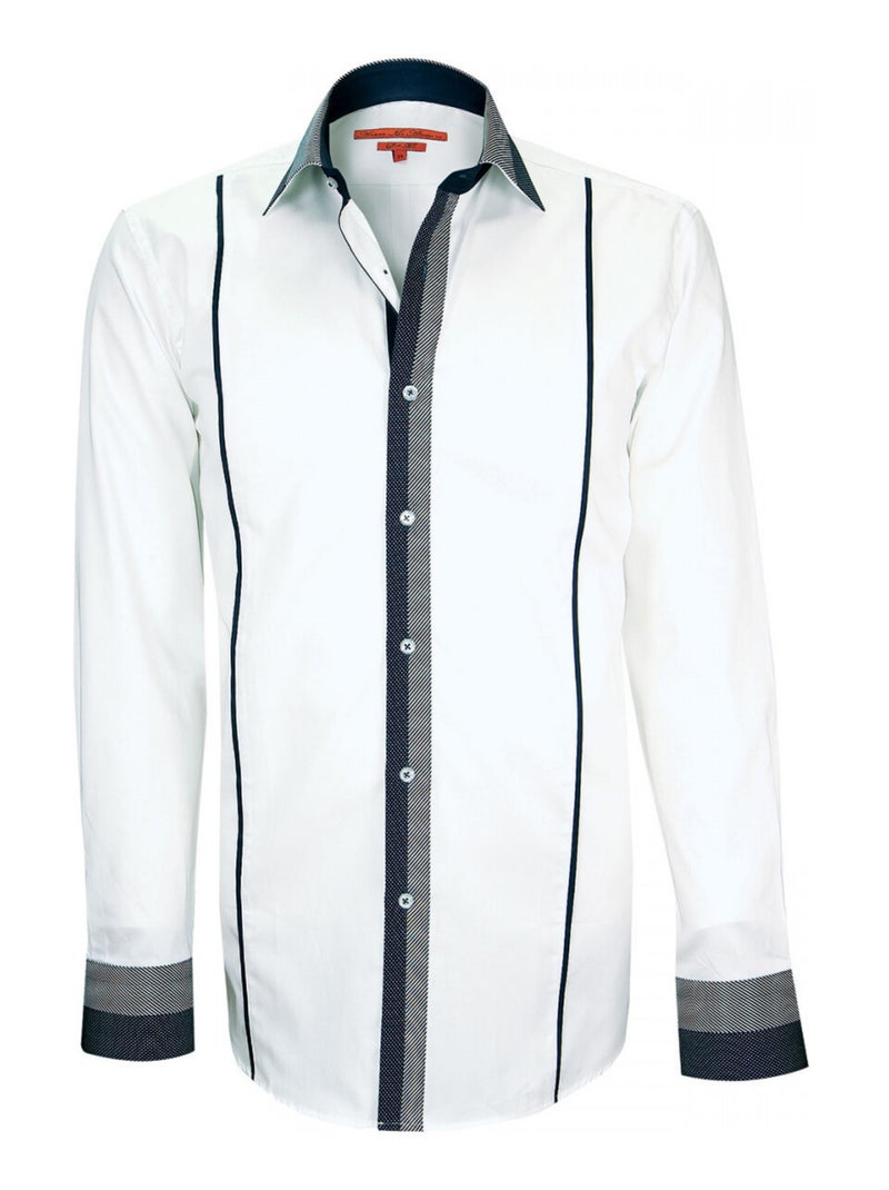Chemise homme bi-matiere coupe cintrée YORK Andrew Mac Allister Blanc Bleu - Kiabi