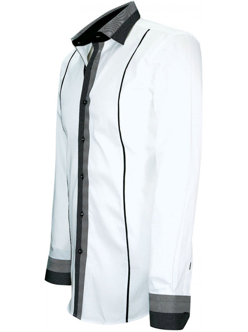 Chemise homme bi-matiere coupe cintrée YORK Andrew Mac Allister Blanc Bleu - Kiabi