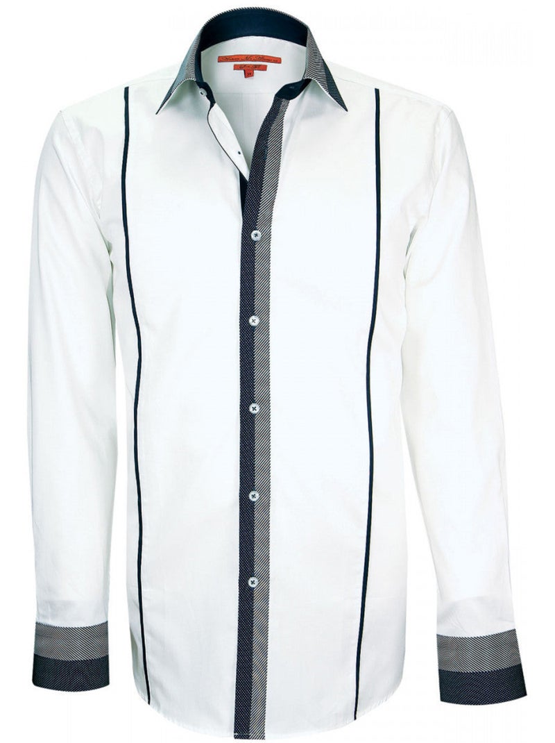 Chemise homme bi-matiere coupe cintrée YORK Andrew Mac Allister Blanc - Kiabi