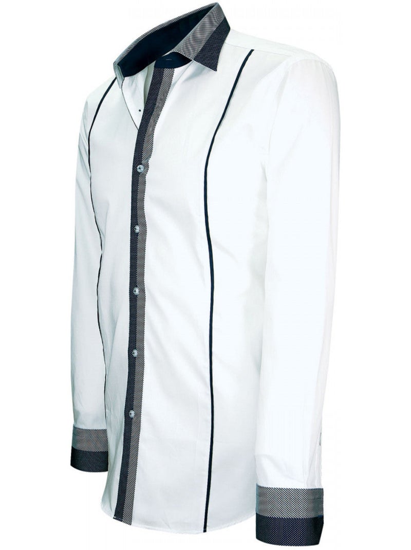 Chemise homme bi-matiere coupe cintrée YORK Andrew Mac Allister Blanc - Kiabi