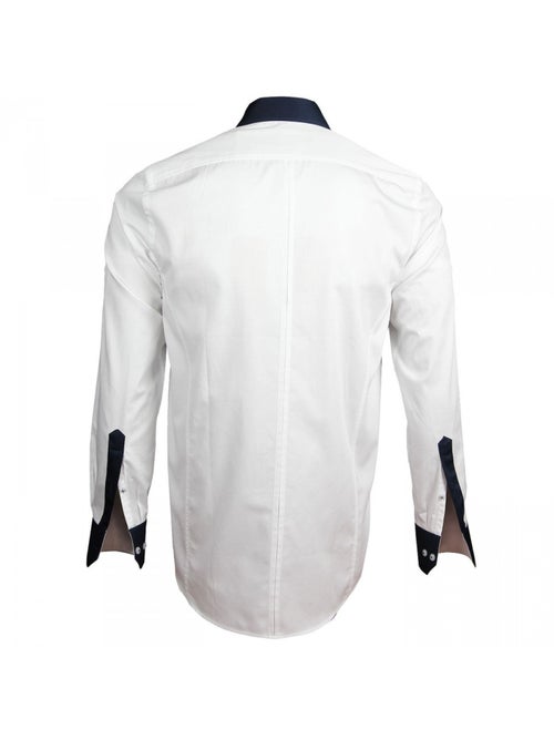 Chemise homme brodée coupe cintrée BLUE WORLD Andrew Mac Allister Blanc , 39 - Kiabi