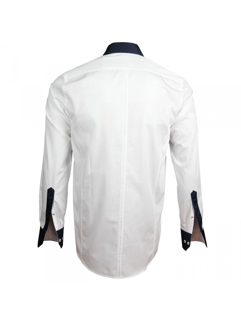 Chemise homme brodée coupe cintrée BLUE WORLD Andrew Mac Allister Blanc , 39 Blanc - Kiabi