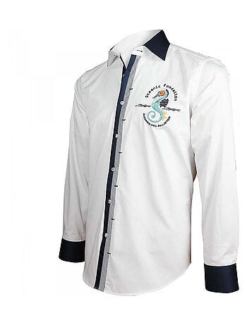Chemise homme brodée coupe cintrée BLUE WORLD Andrew Mac Allister