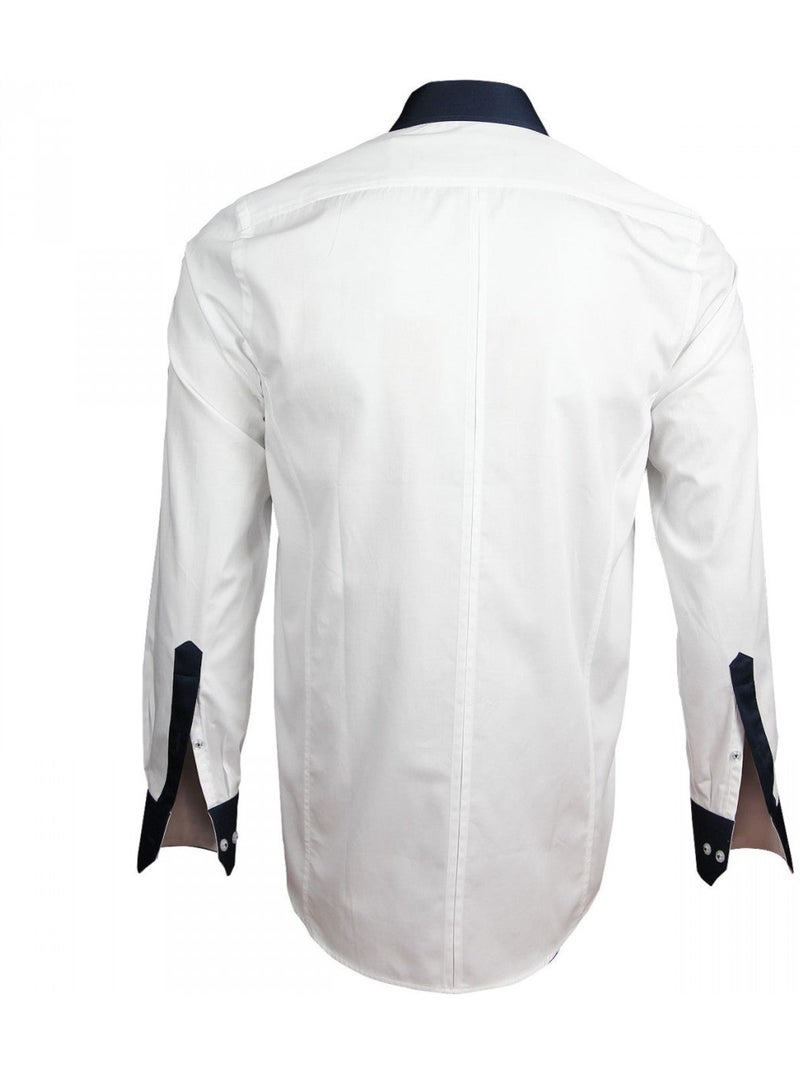 Chemise homme brodée coupe cintrée BLUE WORLD Andrew Mac Allister Blanc - Kiabi