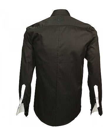 Chemise homme brodée coupe cintrée ETNICA Andrew Mac Allister Noir , 41