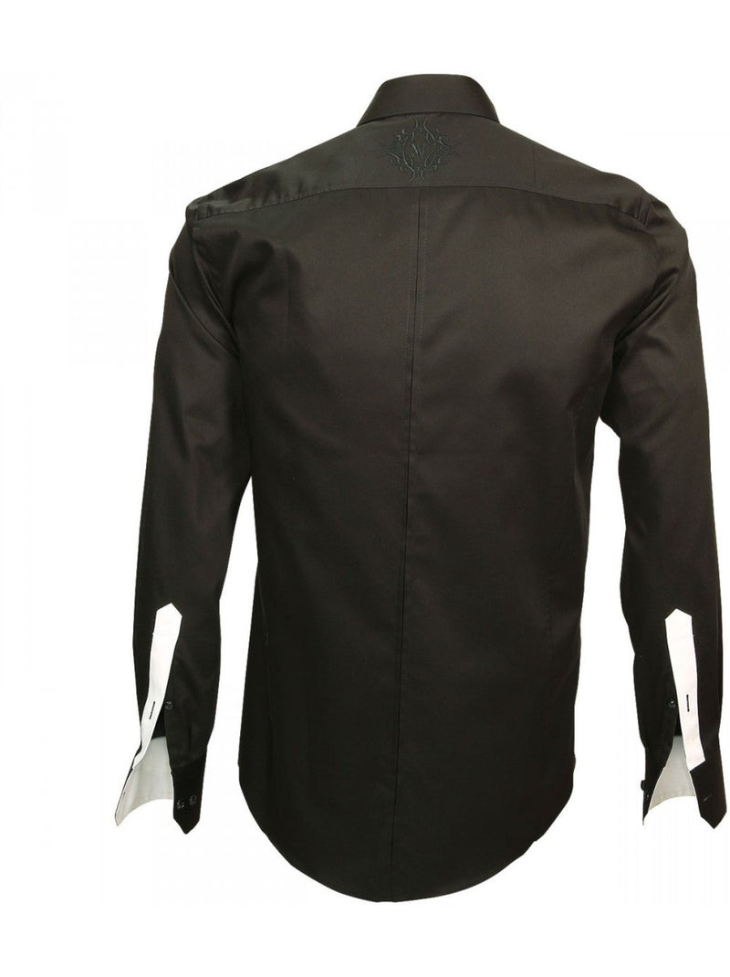 Chemise homme brodée coupe cintrée ETNICA Andrew Mac Allister Noir , 41 Noir - Kiabi