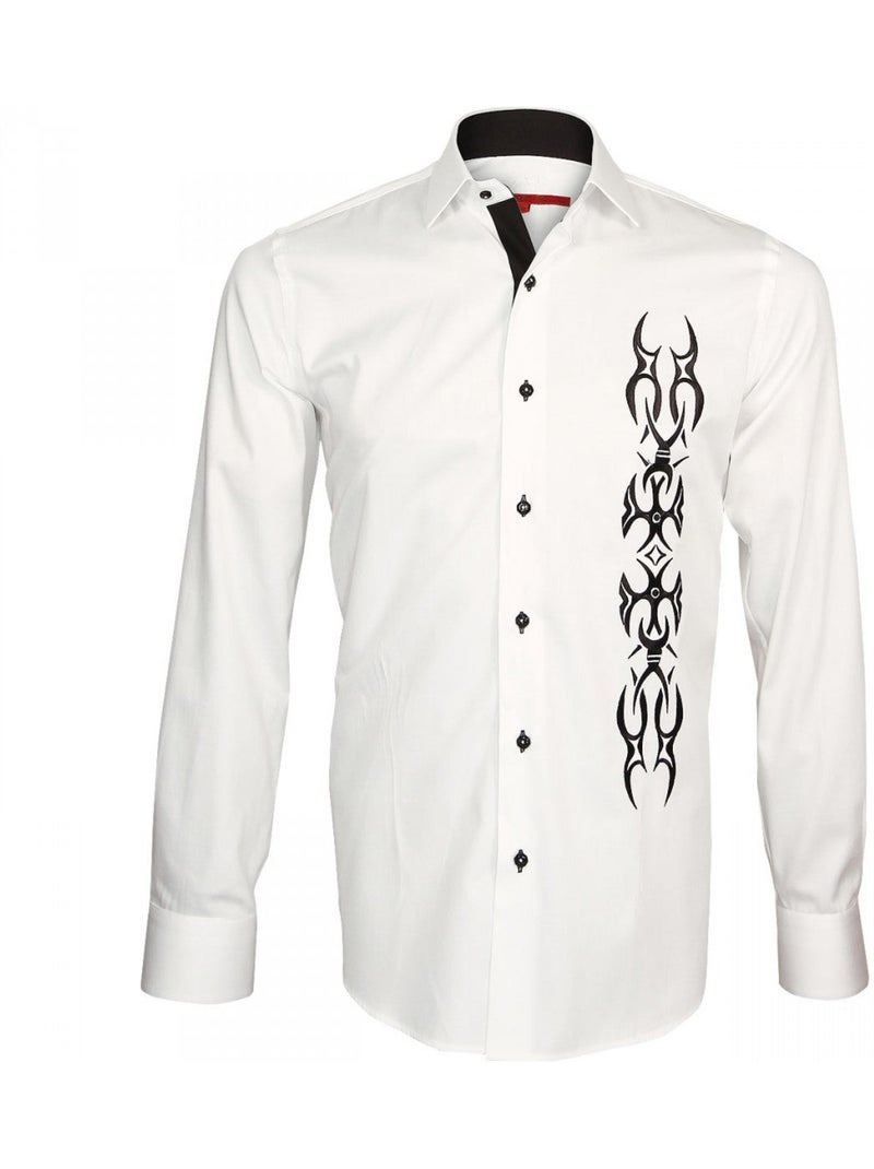 Chemise homme brodée coupe cintrée ETNICA Andrew Mac Allister Noir , 41 Noir - Kiabi