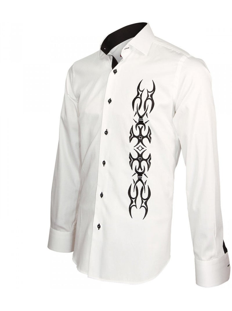 Chemise homme brodée coupe cintrée ETNICA Andrew Mac Allister Noir - Kiabi