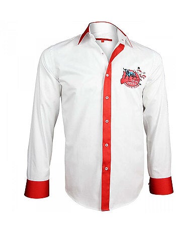 Chemise homme brodée coupe cintrée FERIA Andrew Mac Allister Blanc , 40