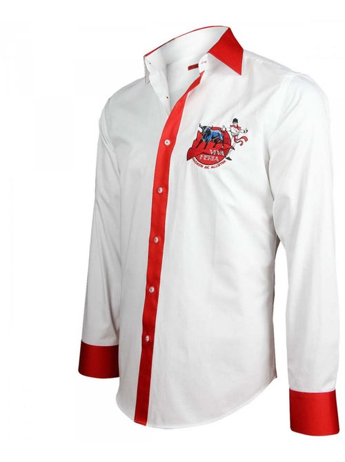 Chemise homme brodée coupe cintrée FERIA Andrew Mac Allister Blanc , 40 - Kiabi