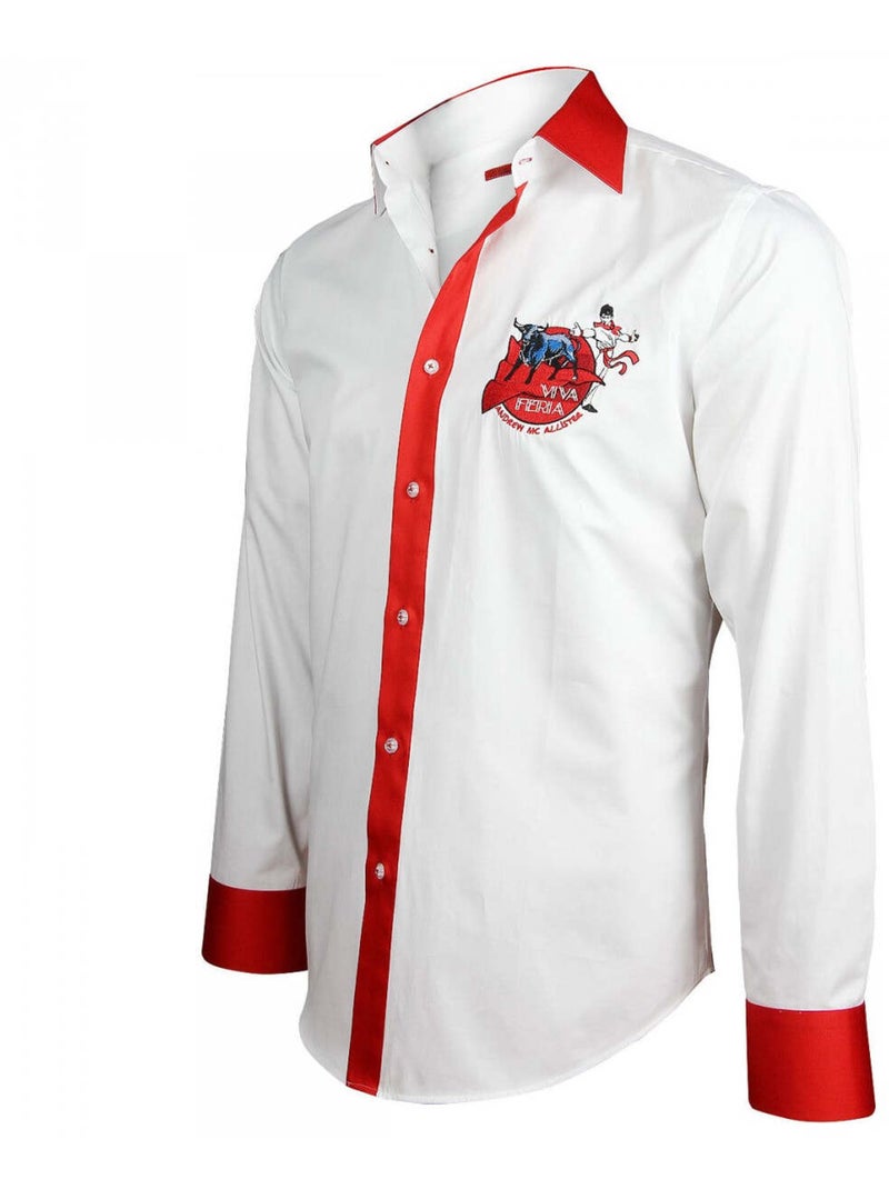 Chemise homme brodée coupe cintrée FERIA Andrew Mac Allister Blanc - Kiabi
