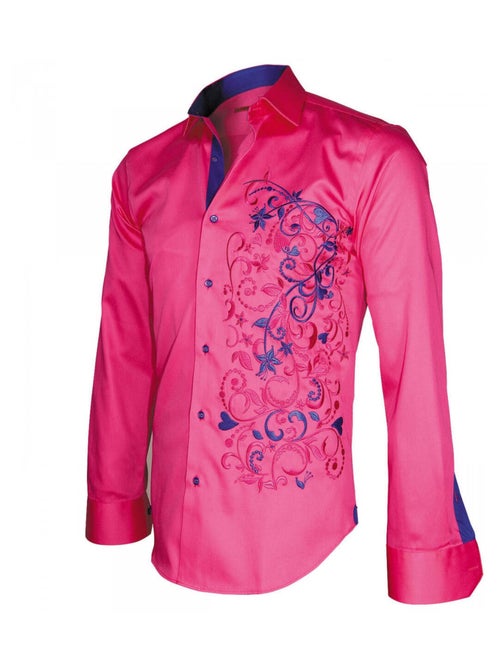 Chemise homme brodée coupe cintrée FLOWERTY Andrew Mac Allister Rose , 42 - Kiabi