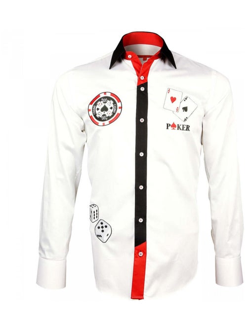 Chemise homme brodée coupe cintrée GAMBLER Andrew Mac Allister Blanc , 38 - Kiabi