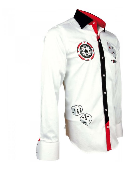 Chemise homme brodée coupe cintrée GAMBLER Andrew Mac Allister Blanc , 38 - Kiabi