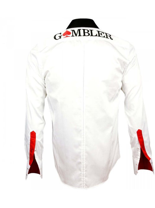 Chemise homme brodée coupe cintrée GAMBLER Andrew Mac Allister Blanc , 38 - Kiabi