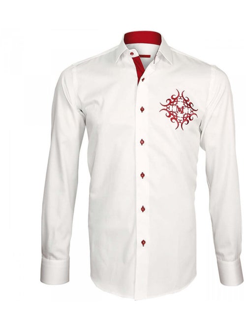 Chemise homme brodée coupe cintrée HERALDIC Andrew Mac Allister Blanc , 40 - Kiabi