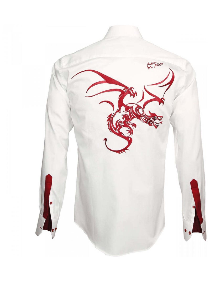Chemise homme brodée coupe cintrée HERALDIC Andrew Mac Allister Blanc , 40 Blanc - Kiabi