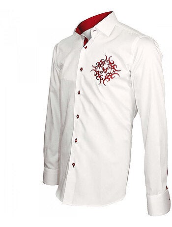 Chemise homme brodée coupe cintrée HERALDIC Andrew Mac Allister Blanc , 40