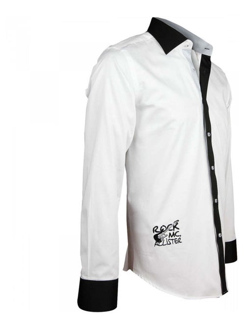 Chemise homme brodée coupe cintrée JIMMY Andrew Mac Allister Blanc , 43 - Kiabi