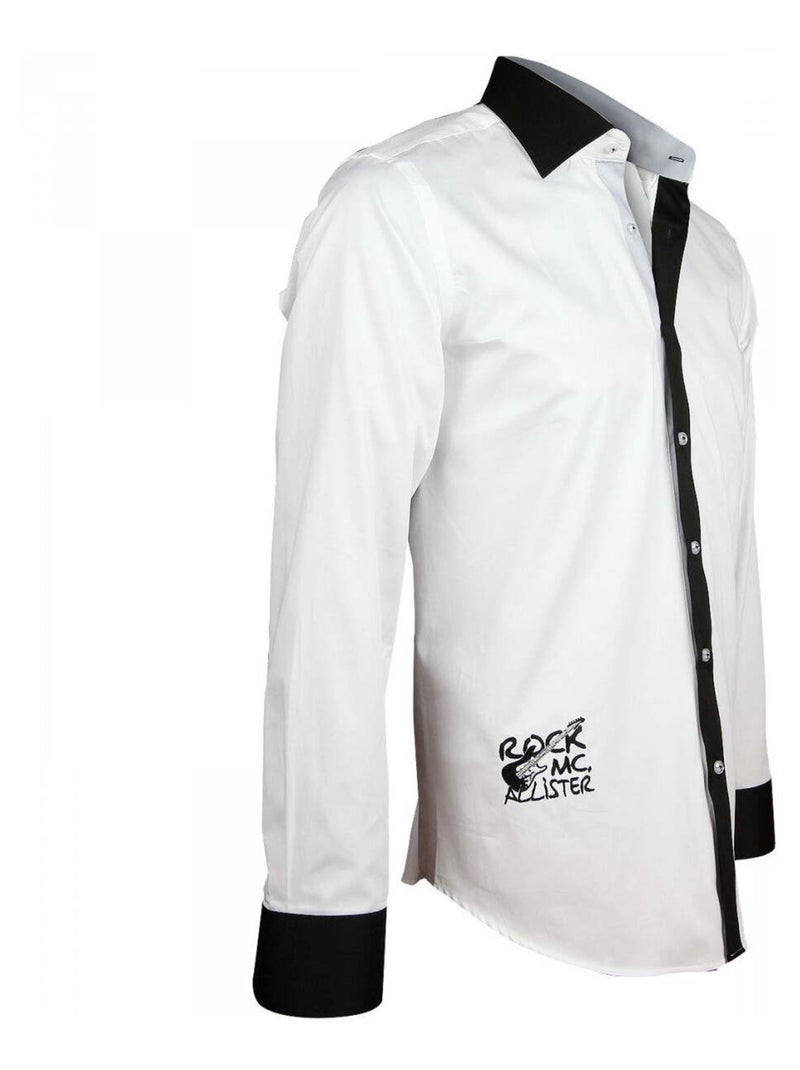 Chemise homme brodée coupe cintrée JIMMY Andrew Mac Allister Blanc , 43 Blanc - Kiabi