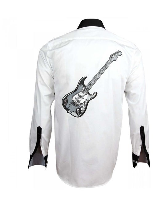 Chemise homme brodée coupe cintrée JIMMY Andrew Mac Allister Blanc , 43 - Kiabi