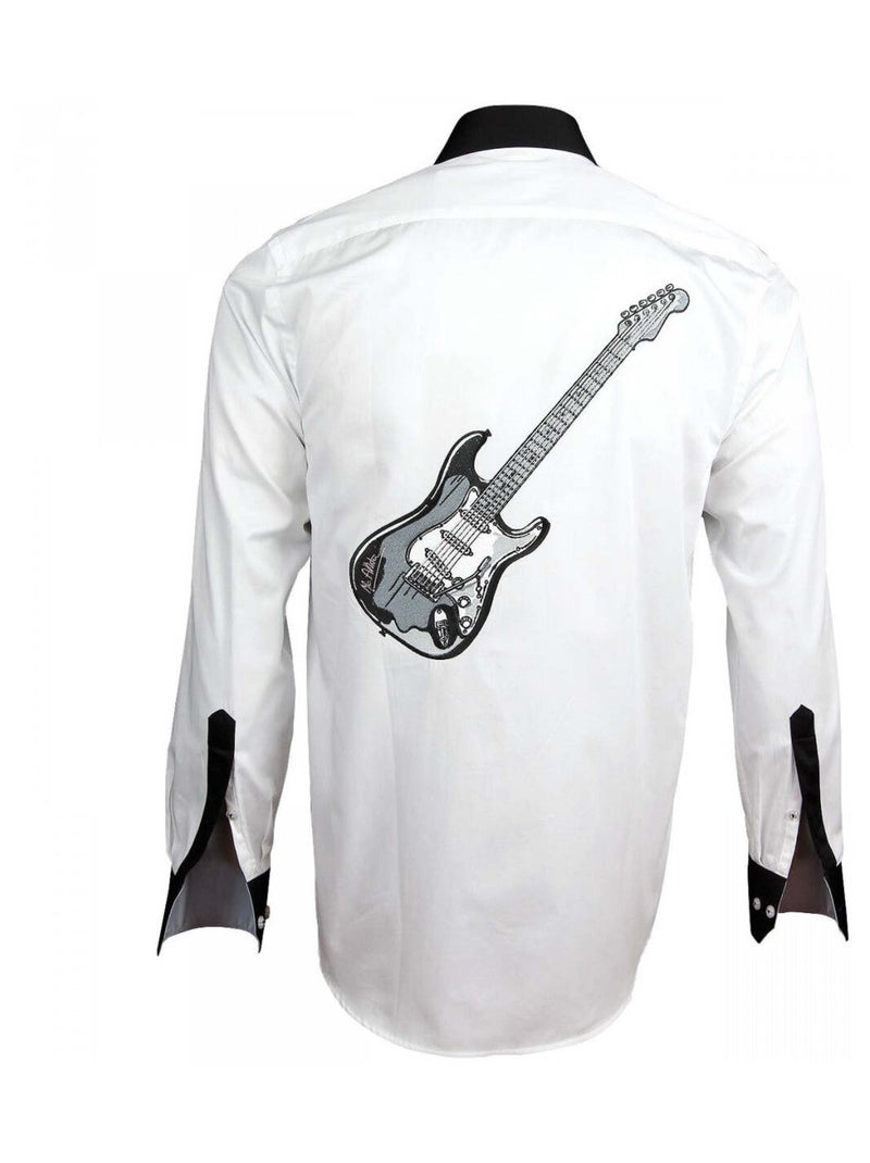 Chemise homme brodée coupe cintrée JIMMY Andrew Mac Allister Blanc , 43 Blanc - Kiabi