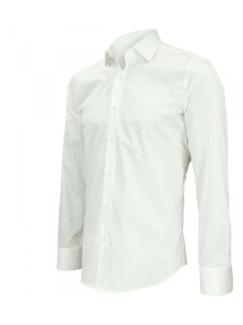 Chemise homme brodée coupe cintrée LEEDS Andrew Mac Allister Blanc , 44 - Kiabi