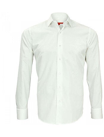 Chemise homme brodée coupe cintrée LEEDS Andrew Mac Allister Bleu ciel , 40