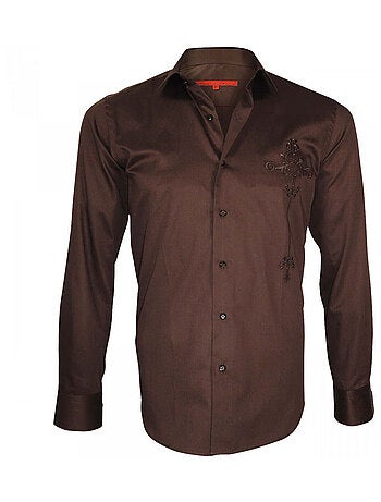 Chemise homme brodée coupe cintrée LEEDS Andrew Mac Allister Bleu ciel , 40