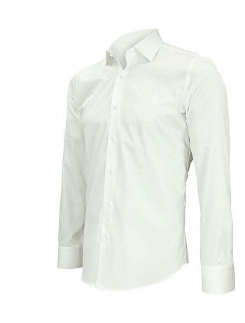 Chemise homme brodée coupe cintrée LEEDS Andrew Mac Allister Bleu ciel , 40