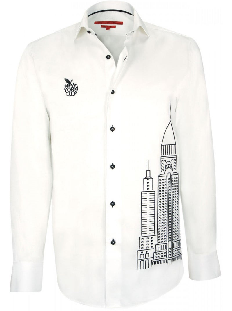 Chemise homme brodée coupe cintrée NEW YORK Andrew Mac Allister Blanc , 38 Blanc - Kiabi