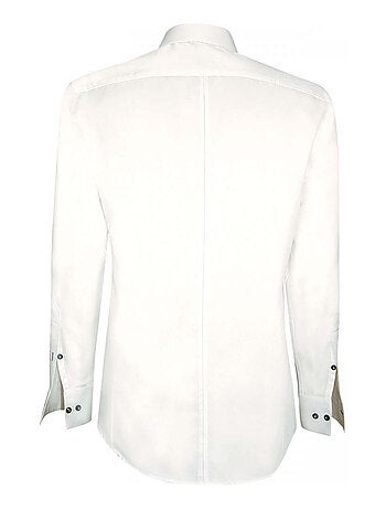 Chemise homme brodée coupe cintrée NEW YORK Andrew Mac Allister Blanc , 44