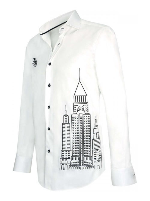 Chemise homme brodée coupe cintrée NEW YORK Andrew Mac Allister Blanc , 44 - Kiabi