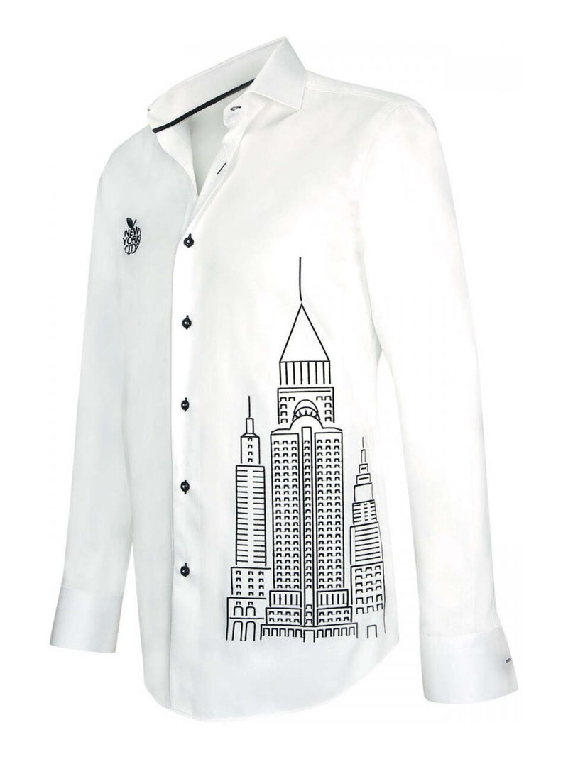 Chemise homme brodée coupe cintrée NEW YORK Andrew Mac Allister Blanc , 44 Blanc - Kiabi