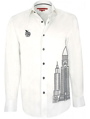 Chemise homme brodée coupe cintrée NEW YORK Andrew Mac Allister