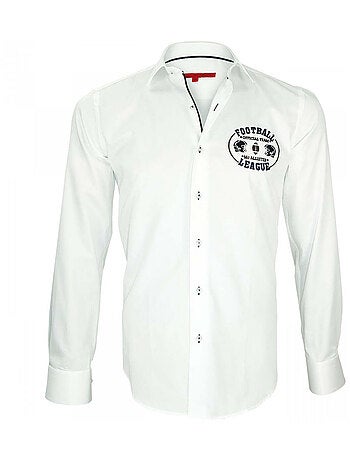 Chemise homme brodée coupe cintrée SUPERBALL Andrew Mac Allister Blanc , 43
