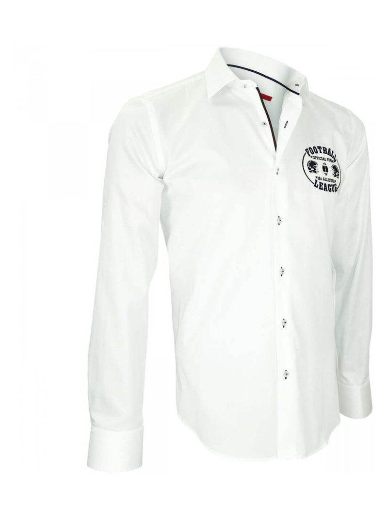 Chemise homme brodée coupe cintrée SUPERBALL Andrew Mac Allister Blanc , 43 Blanc - Kiabi