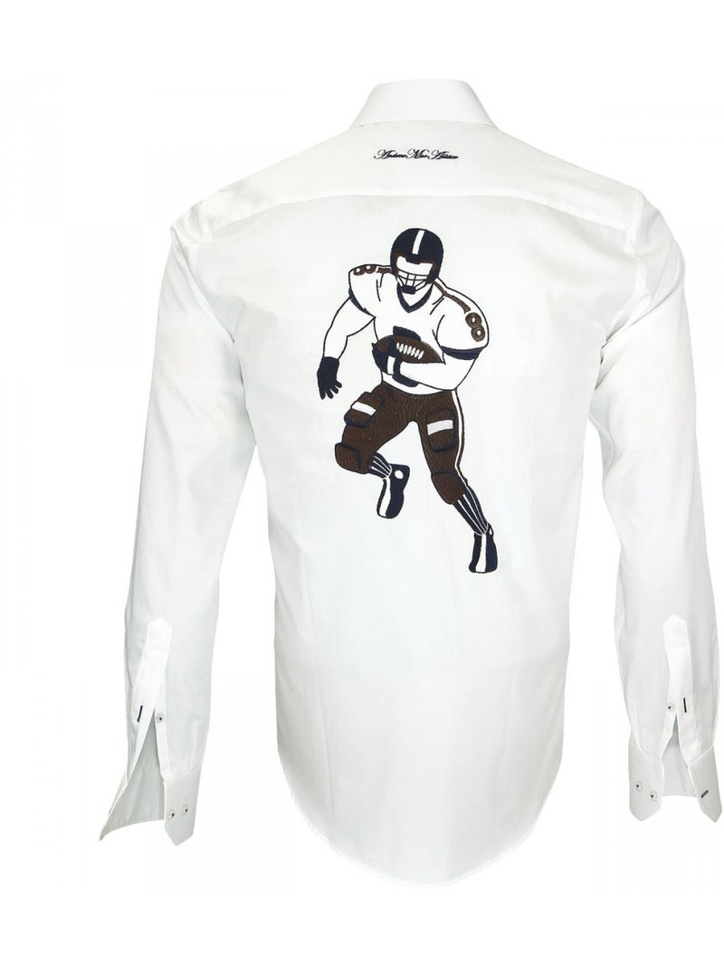 Chemise homme brodée coupe cintrée SUPERBALL Andrew Mac Allister Blanc - Kiabi
