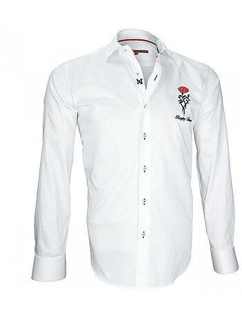 Chemise homme brodée coupe cintrée TWEICKENHAM Andrew Mac Allister Blanc , 43