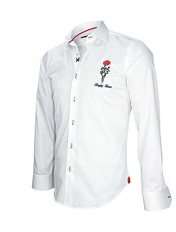 Chemise homme brodée coupe cintrée TWEICKENHAM Andrew Mac Allister Blanc , 43