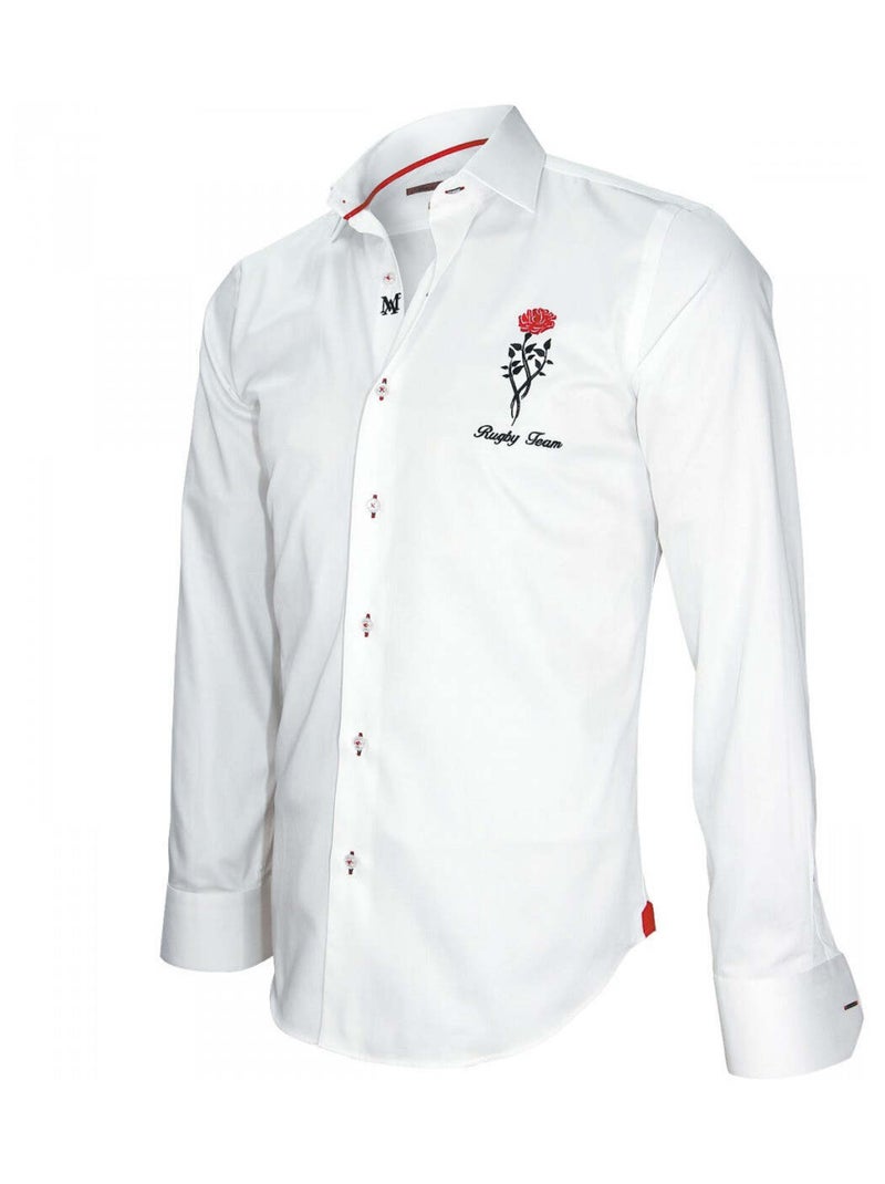 Chemise homme brodée coupe cintrée TWEICKENHAM Andrew Mac Allister Blanc - Kiabi