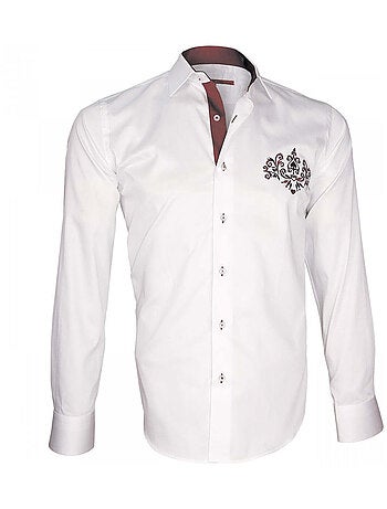Chemise homme brodée coupe cintrée WINDSOR Andrew Mac Allister Blanc , 41