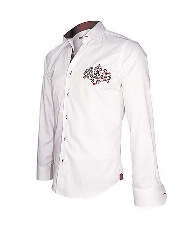 Chemise homme brodée coupe cintrée WINDSOR Andrew Mac Allister Blanc , 41