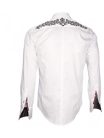 Chemise homme brodée coupe cintrée WINDSOR Andrew Mac Allister Blanc , 41