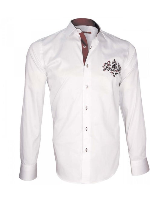 Chemise homme brodée coupe cintrée WINDSOR Andrew Mac Allister Blanc , 41 - Kiabi