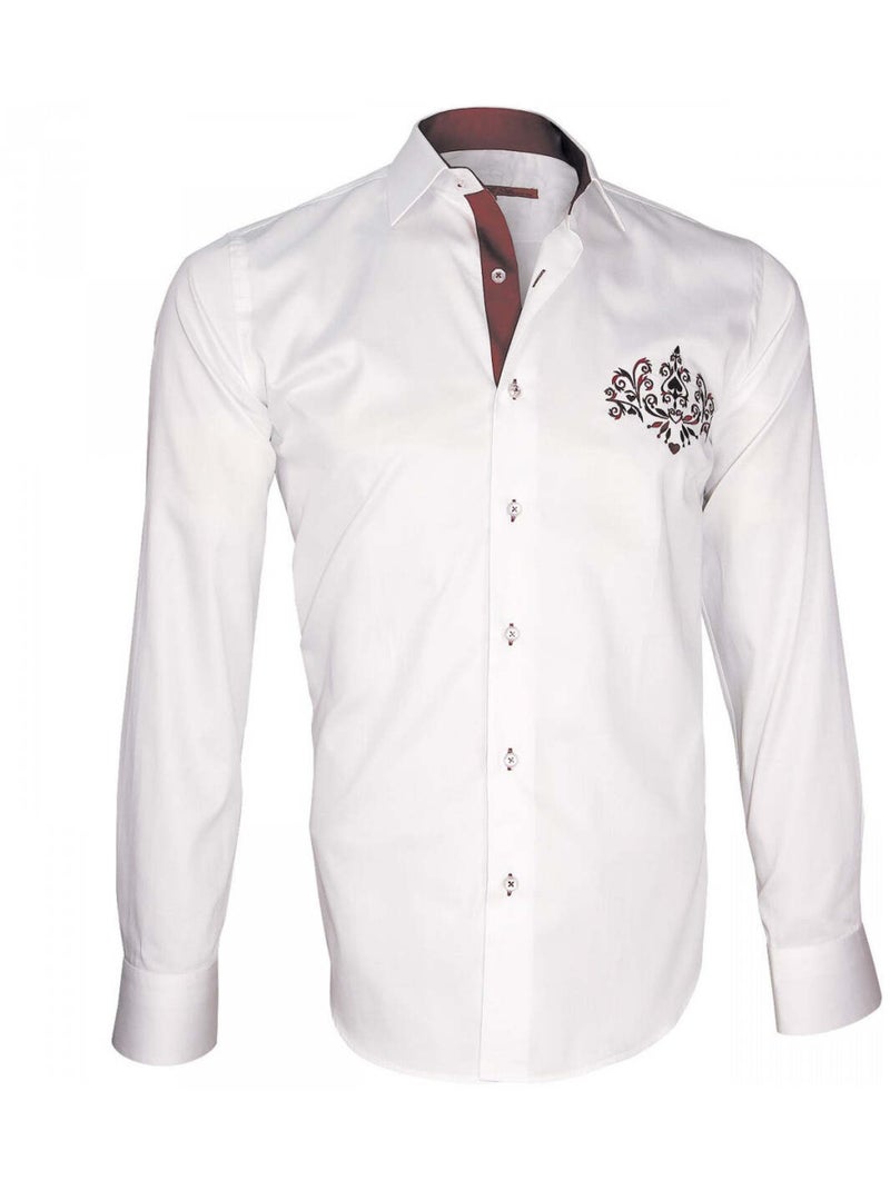 Chemise homme brodée coupe cintrée WINDSOR Andrew Mac Allister Blanc , 41 Blanc - Kiabi
