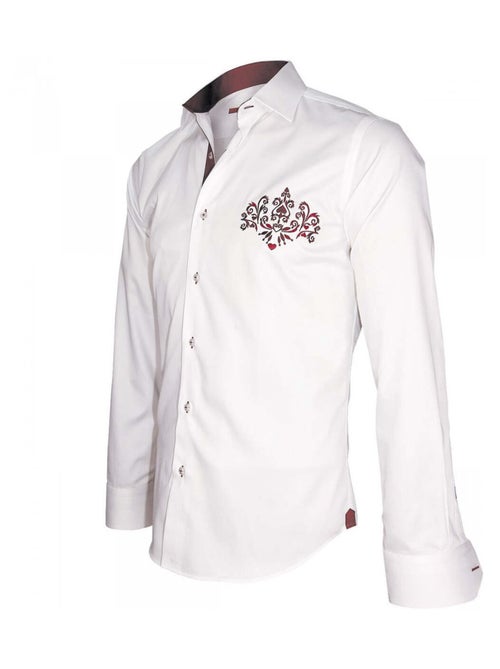 Chemise homme brodée coupe cintrée WINDSOR Andrew Mac Allister Blanc , 41 - Kiabi