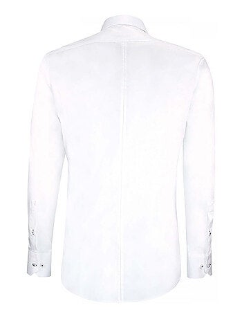 Chemise homme brodée satin de coton coupe cintrée BROIDERY Andrew Mac Allister Blanc , 42