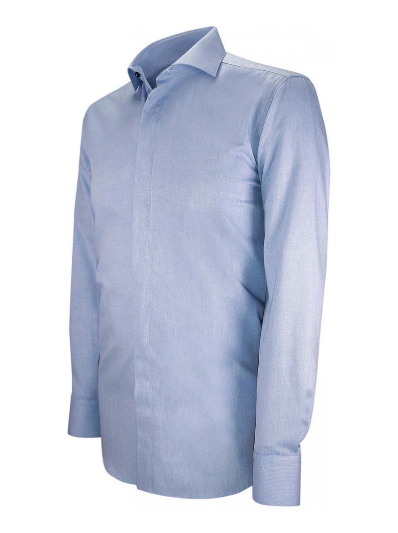 Chemise homme business oxford gorge cachée coupe cintrée LUIGI Emporio balzani Bleu , 42 Bleu - Kiabi